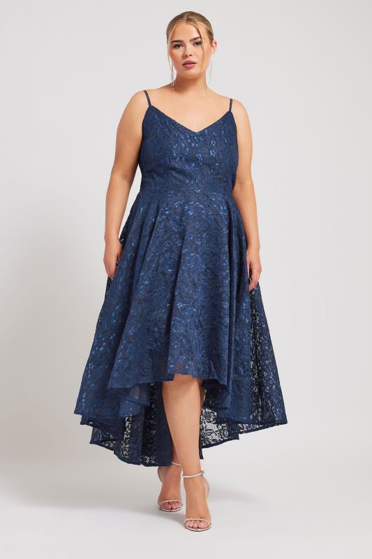 YOURS LONDON Plus Size Navy Blue Lace Midi Dress | Yours Clothing 1
