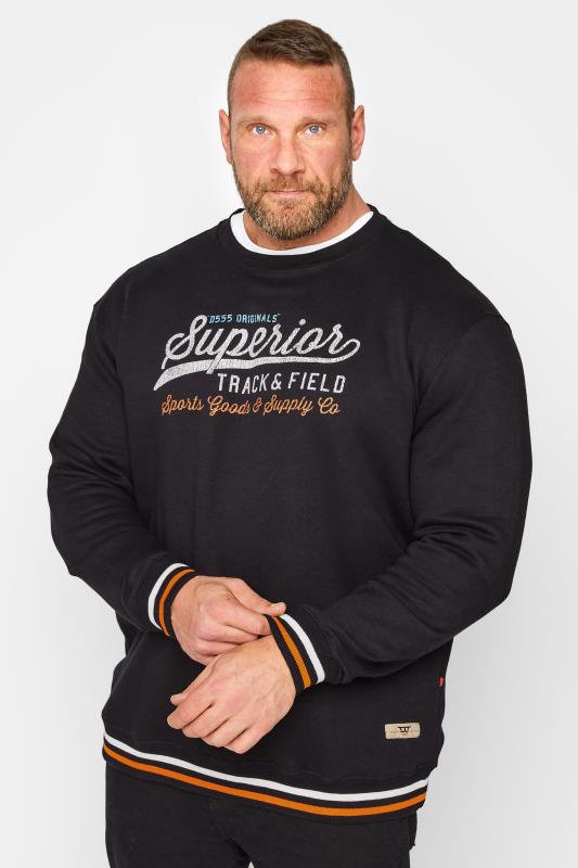 Men's  D555 Big & Tall Navy Blue 'Superior Track' Print Sweatshirt