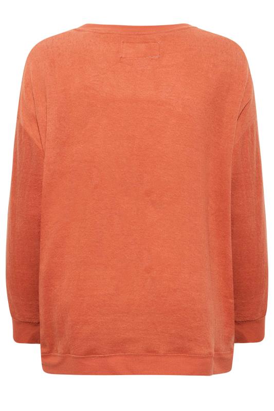 Plus Size Orange Soft Touch Fleece Sweatshirt | Yours Clothing  6