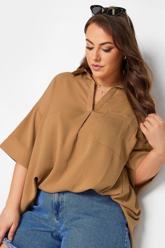 LIMITED COLLECTION Plus Size Beige Brown Shirt | Yours Clothing 4