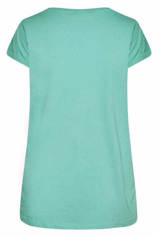 Curve Sea Green Short Sleeve Basic T-Shirt_BK.jpg