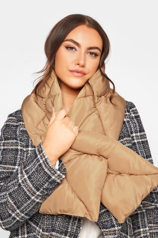 Beige Brown Quilted Padded Scarf 2
