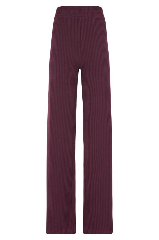 LTS Berry Red Ribbed Wide Leg Lounge Pants_F.jpg