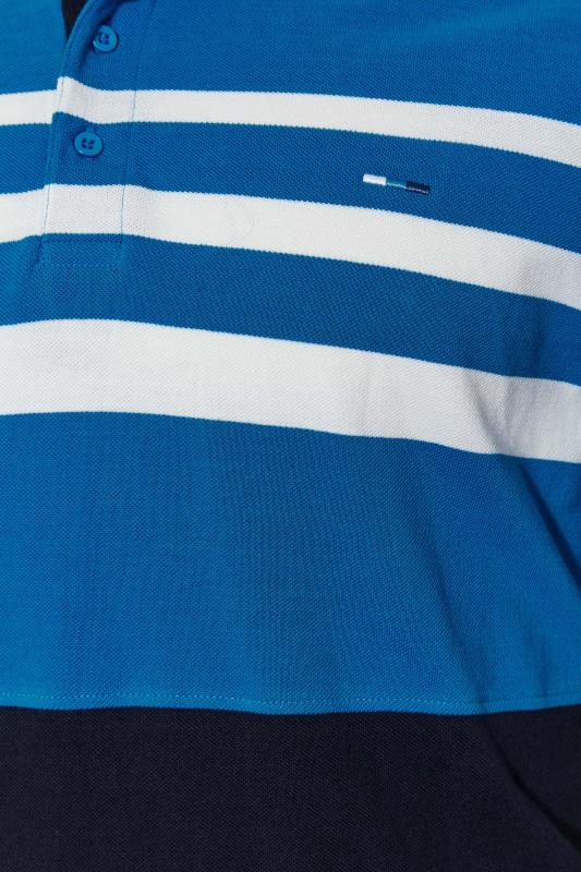 BadRhino Big & Tall Blue & Black Contrast Stripe Polo Shirt | BadRhino 2