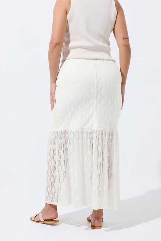 LIMITED COLLECTION Plus Size White Lace Maxi Skirt | Yours Clothing 2