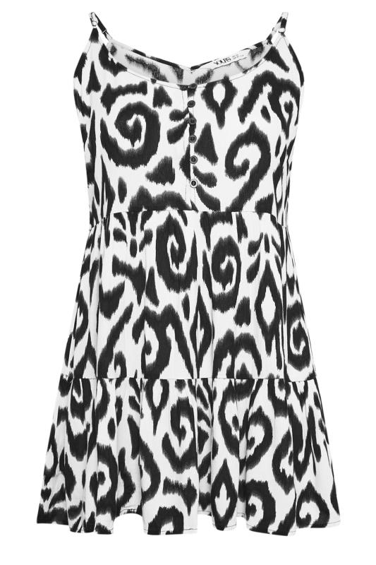 YOURS Plus Size White Ikat Print Tiered Crinkle Vest Top | Yours Clothing 5