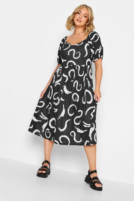 LIMITED COLLECTION Plus Size Black Swirl Print Midaxi Dress | Yours Clothing  1