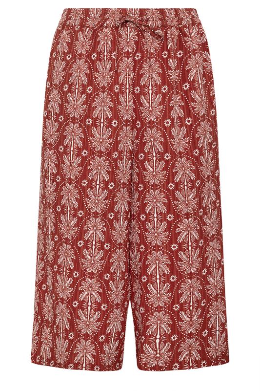 YOURS Plus Size Rust Orange Palm Tree Cropped Trousers | Yours Clothing 5