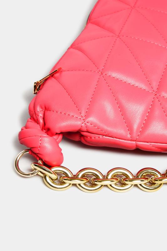 Pink Quilted Shoulder Bag | Yours Clothing 5