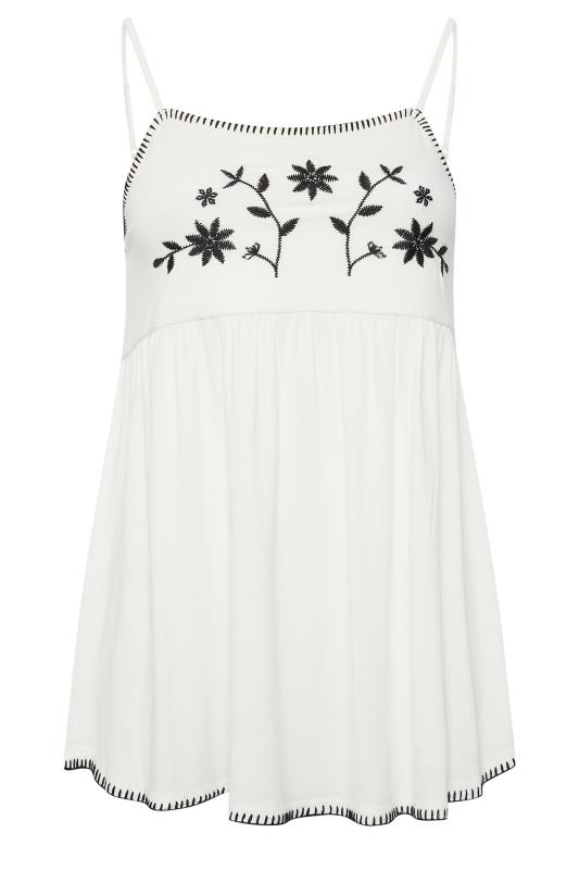 YOURS Curve Plus Size White Embroidered Flower Swing Vest Top | Yours Clothing  6
