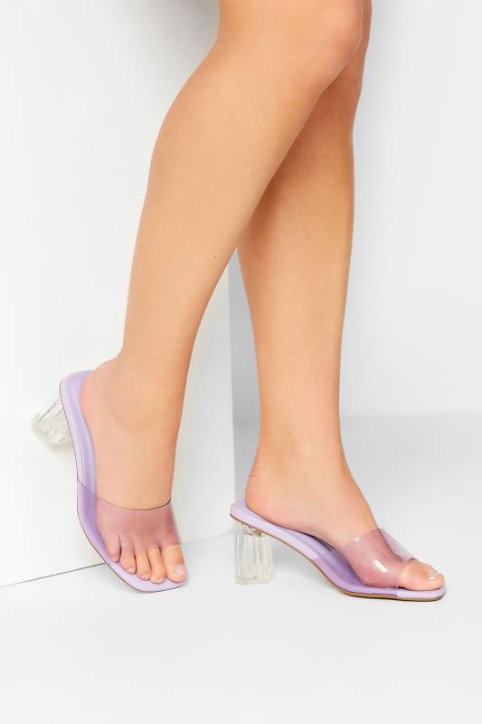 Plus Size  LIMITED COLLECTION Lilac Purple & Clear Block Heel Mules In Extra Wide EEE Fit