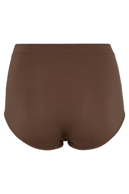 Brown Seamless Light Control High Waisted Full Briefs | Yours Clothing 6