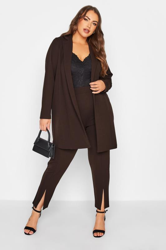 LIMITED COLLECTION Curve Chocolate Brown Longline Blazer 2