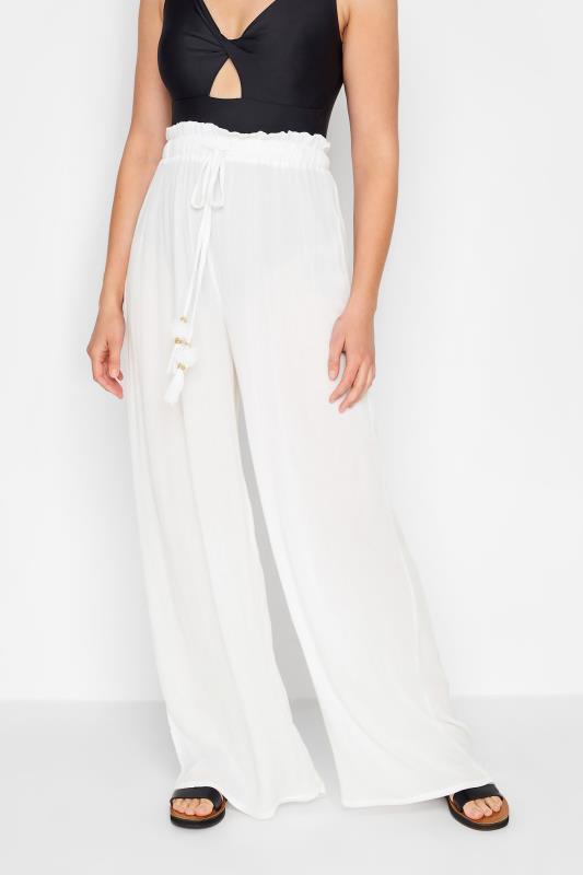 LTS Tall Women's White Wide Leg Beach Trousers | Long Tall Sally  1
