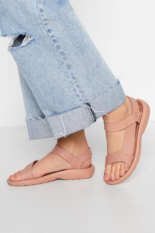 LIMITED COLLECTION Pink Velcro Strap Sandals In Wide EE Fit_M.jpg