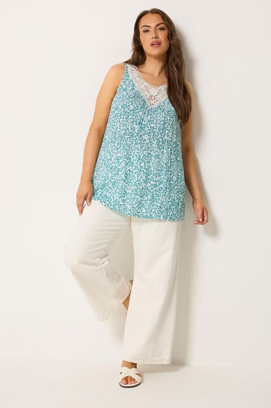 YOURS Plus Size Green Paisley Vest Top | Yours Clothing 1