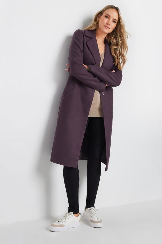 LTS Tall Dark Purple Single Breasted Formal Coat | Long Tall Sally 2