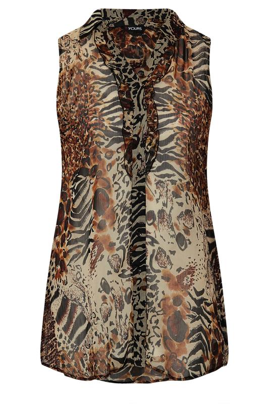 Plus Size Brown Animal Print Sleeveless Swing Blouse | Yours Clothing 2