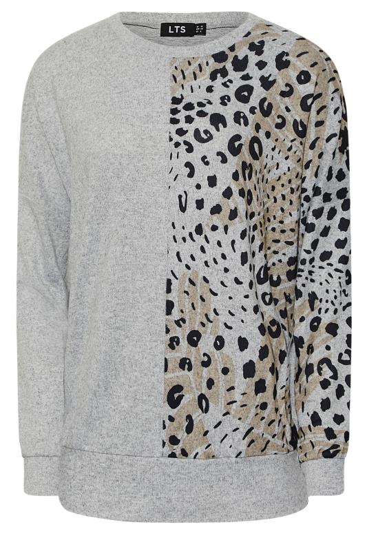 LTS Tall Women's Grey Leopard Print Soft Touch Top | Long Tall Sally 5
