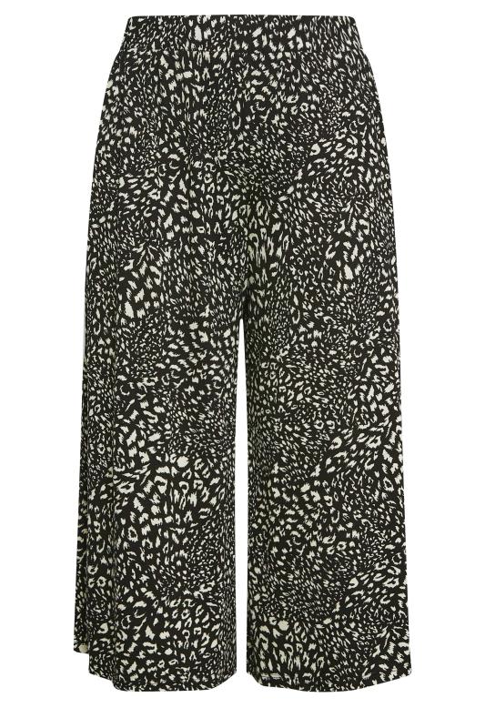 YOURS Plus Size Black & Natural Lepoard Print Midaxi Culottes | Yours Clothing 5