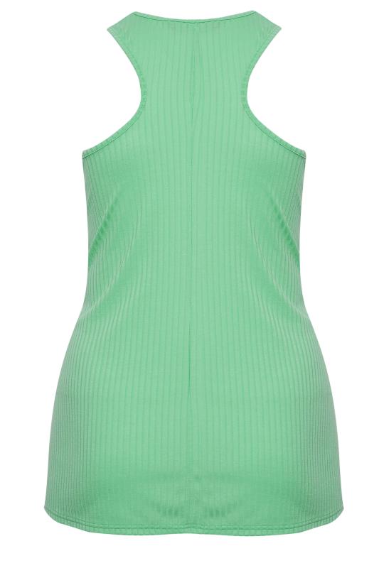 LIMITED COLLECTION Plus Size Curve Green Ribbed Racer Cami Vest Top | Yours Clothing  7