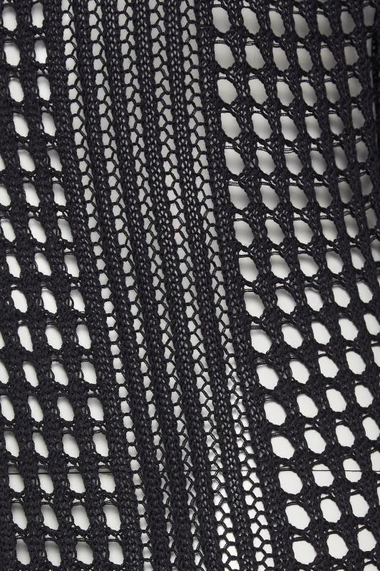 YOURS Plus Size Black Crochet Button Longline Cardigan | Yours Clothing 5