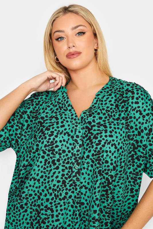 Plus Size Green Animal Print Grown On Sleeve Shirt | Yours Clothing  4
