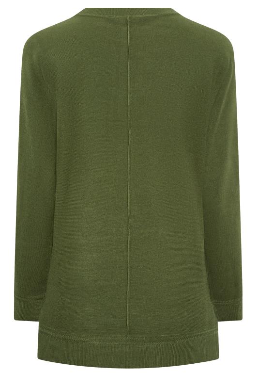 YOURS Plus Size Khaki Green Front Seam Detail Jumper | Yours Clothing 7