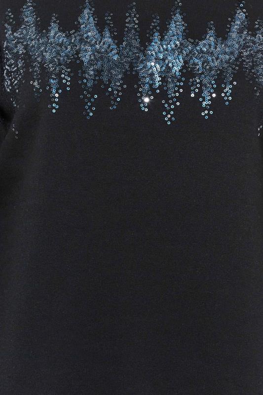 YOURS LUXURY Plus Size Black Zig Zag Sequin Embellished Sweatshirt | Yours Clothing 6