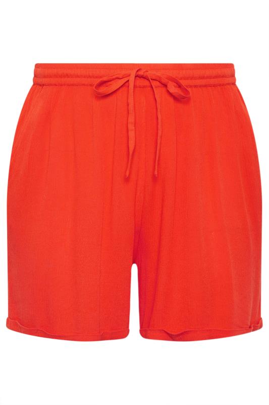 LIMITED COLLECTION Plus Size Red Crinkle Shorts | Yours Clothing 6
