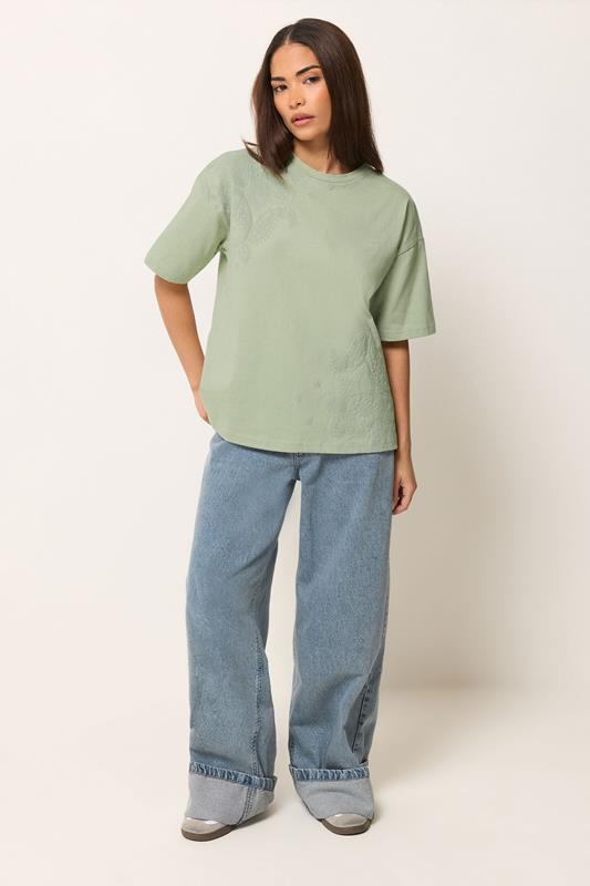PixieGirl Petite Women's Sage Green Paisley Cotton T-Shirt | PixieGirl 1