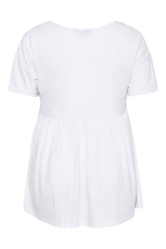 Plus Size White Drop Shoulder Peplum Top | Yours Clothing 6