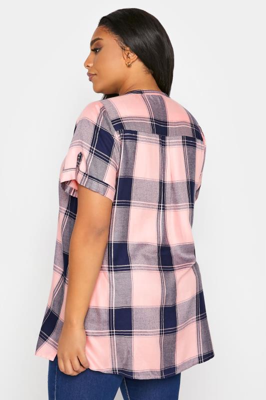 Curve Pink Check Short Sleeve Shirt 3