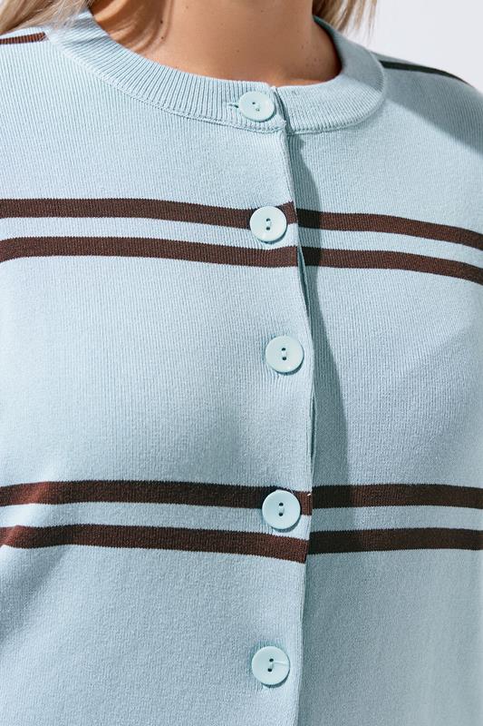 LIMITED COLLECTION Plus Size Blue & Brown Stripe Cardigan | Yours Clothing 5