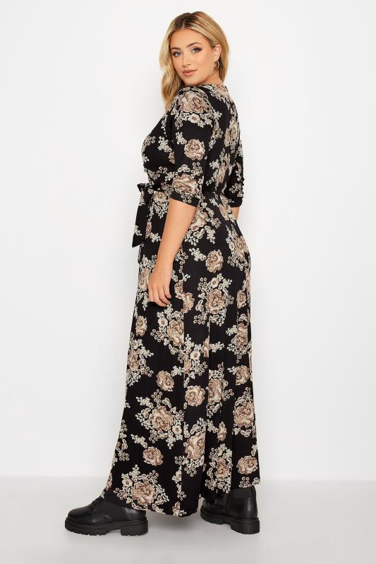 Plus Size Black Floral V-Neck Maxi Dress | Yours Clothing 3