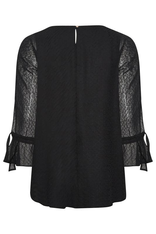 YOURS Plus Size Curve Black Sheer Bell Sleeve Blouse | Yours Clothing  7