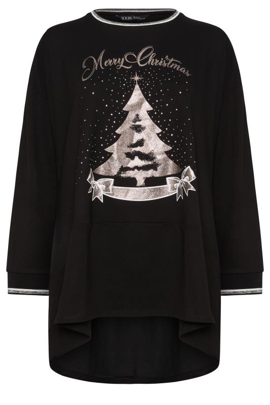 YOURS Plus Size Black 'Merry Christmas' Sweatshirt | Yours Clothing 6