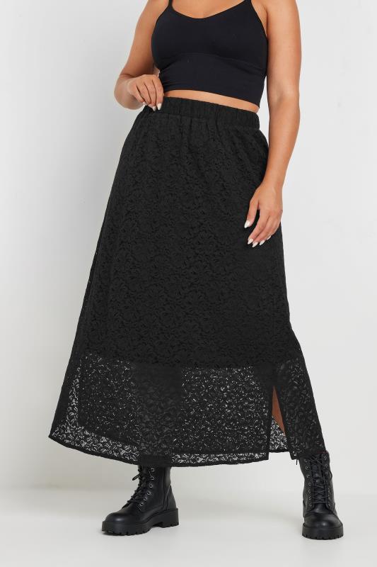 Black lace skirt long hotsell