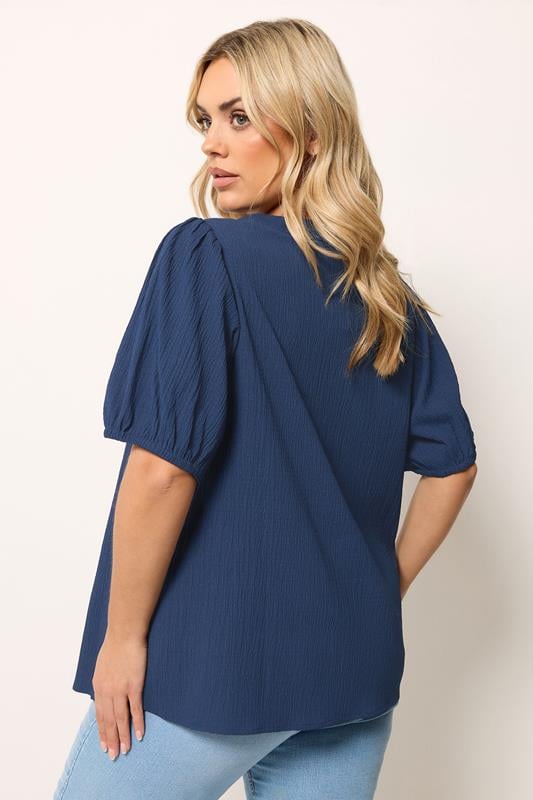 YOURS Plus Size Navy Blue Textured Blouse | Yours Clothing 2