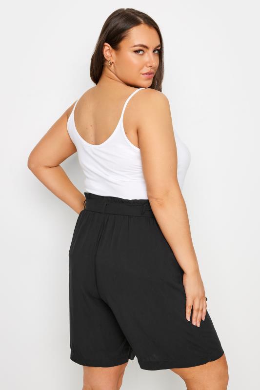 YOURS Plus Size Black Paperbag Shorts | Yours Clothing 4