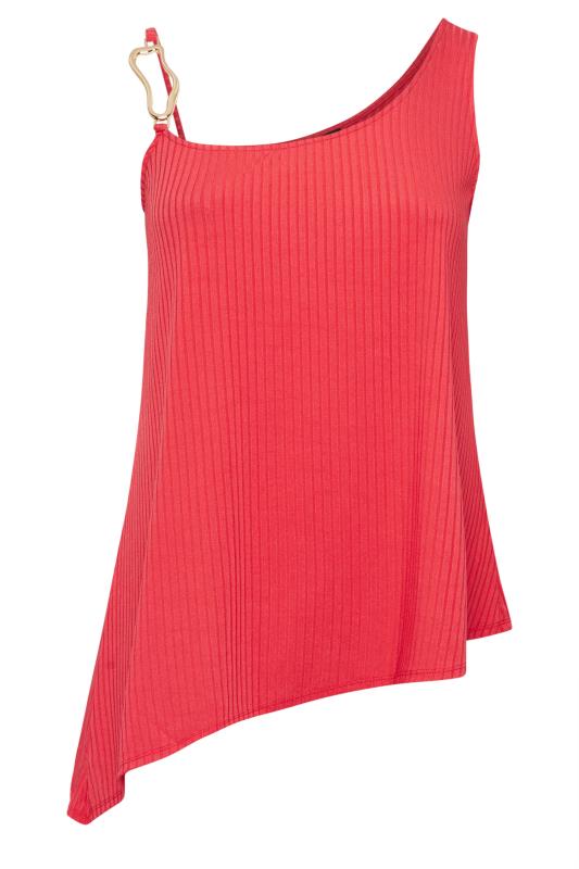 LIMITED COLLECTION Plus Size Red Metal Trim Ribbed Vest Top | Yours Clothing 5