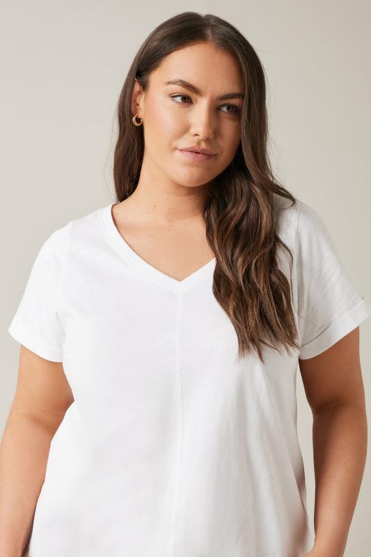 EVANS Plus Size White Pure Cotton T-Shirt | Yours Curve 2