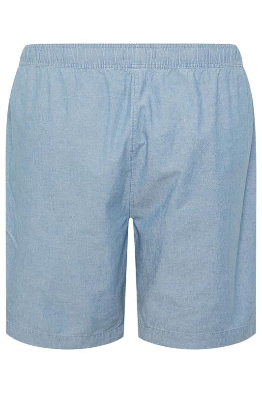 BadRhino Big & Tall Chambray Blue Elasticated Waist Cotton Shorts | BadRhino 8