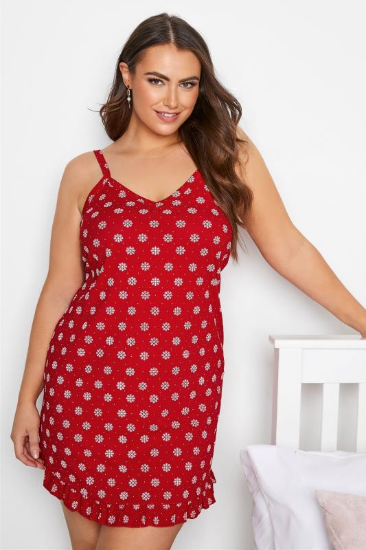  dla puszystych LIMITED COLLECTION Red Ribbed Snowflake Nightdress