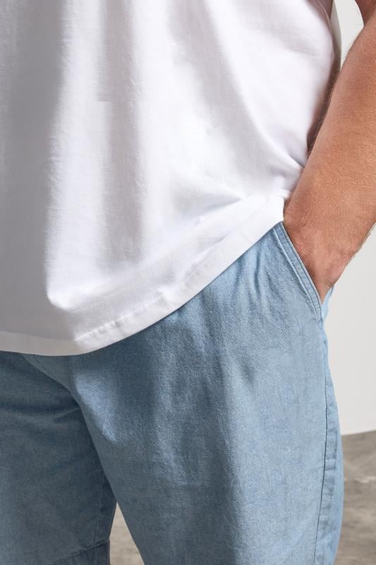 BadRhino Big & Tall Chambray Blue Elasticated Waist Cotton Shorts | BadRhino 5