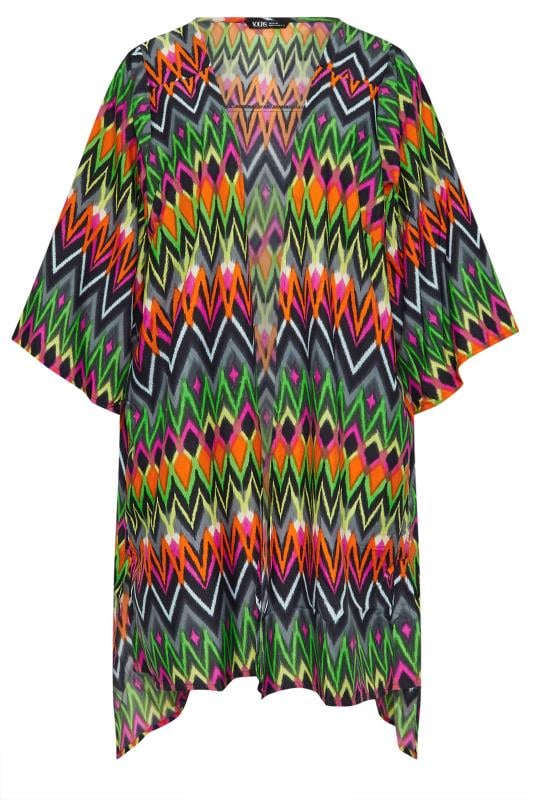 YOURS Plus Size Green Zig Zag Print Beach Kimono | Yours Clothing  5