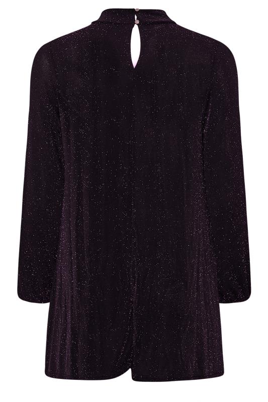 YOURS LONDON Plus Size Black & Purple Glitter Cut Out Swing Top | Yours Clothing 7