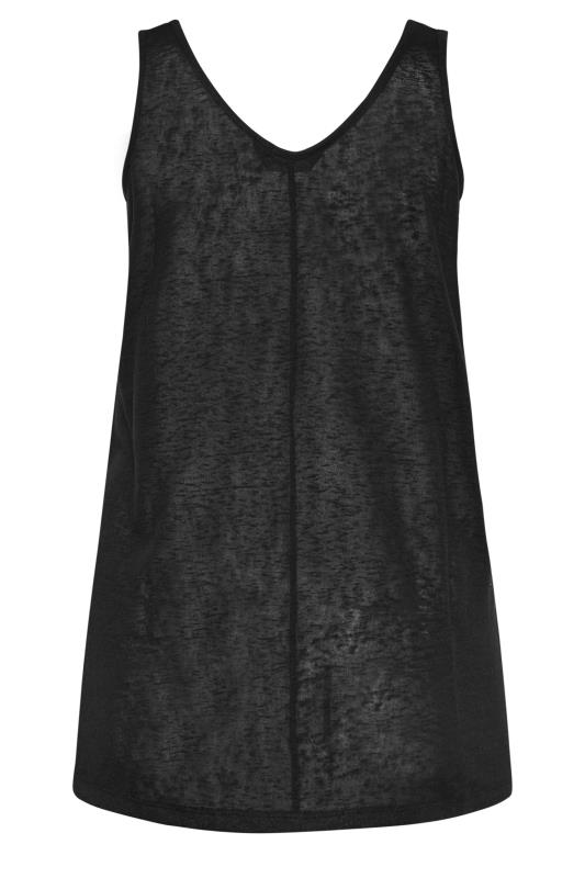YOURS Curve Plus Size Black Linen Look Vest Top | Yours Clothing  6