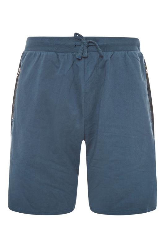 BadRhino Big & Tall Blue Contrast Zip Pocket Jogger Shorts 3