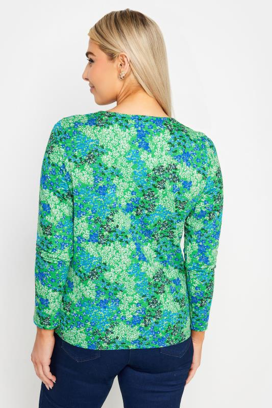 M&Co 2 Pack Green & Navy Ditsy Floral Notch Neck Long Sleeve Tops | M&Co 6